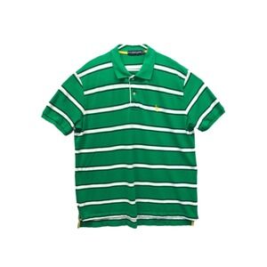 US Polo Assn Mens Polo Shirt Size XL Green Striped Embroidered Logo 100% Cotton.